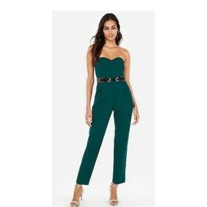 Express Dark Green Strapless Jumpsuit